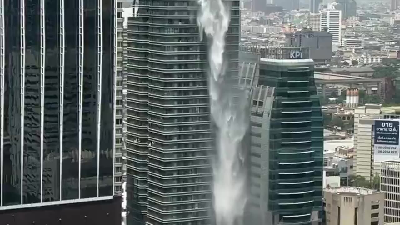 Meanwhile in Myanmar, earthquake causes water to slosh out of rooftop pool.