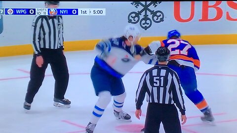 Islanders #27 A. Lee vs. Jets #17 A. Lowery capt’n vs. capt’n fight!