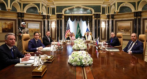 Footage From the Start of Negotiations Between Russian and US Delegations in Saudi Arabia