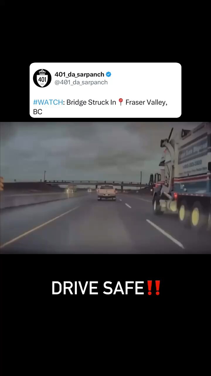 Truck strikes bridge in BC