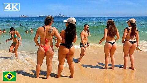 🇧🇷 4K Leblon Beach, the most incredible bikini beach in Brazil