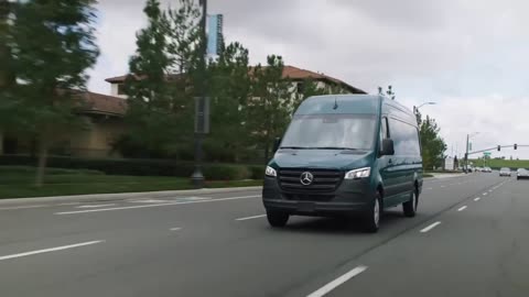 The all-new Mercedes-Benz eSprinter in Blue Driving Video