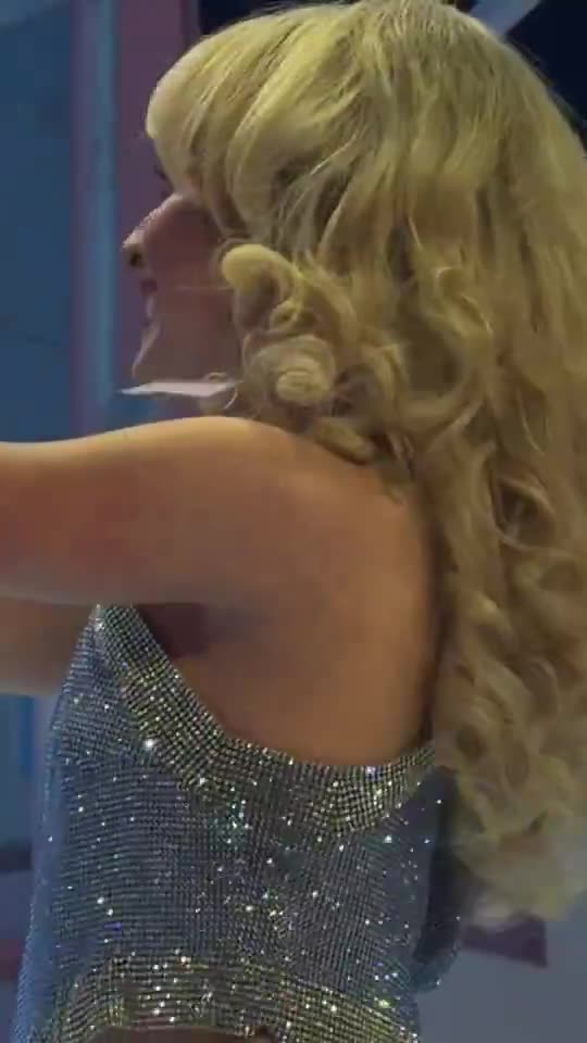 Sabrina Carpenter on stage at the "Short n' Sweet Tour" today in Dublin, Mar. 4, 2025