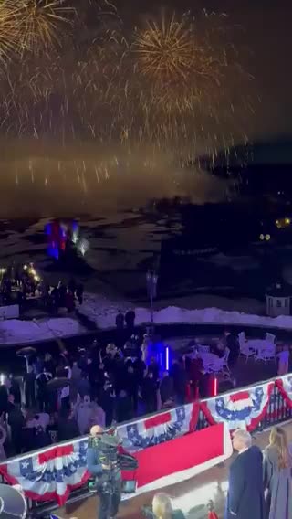 President Trump and the First Lady enjoy a beautiful fireworks display as they arrive