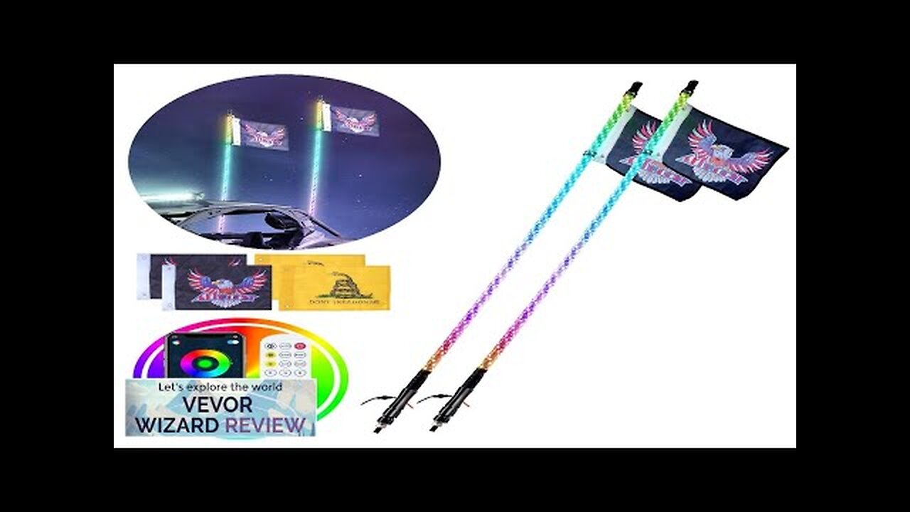 VEVOR 2 PCS 3 FT Whip Light APP & RF Remote Control Review