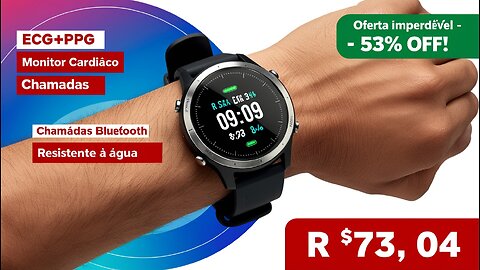 Smartwatch ECG+PPG para Homens | Monitor Cardíaco, Chamadas Bluetooth e Resistente à Água