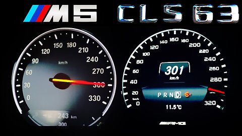 BMW M5 vs Mercedes CLS 63 AMG Acceleration 0-300 Onboard V8 Sound F10 C218