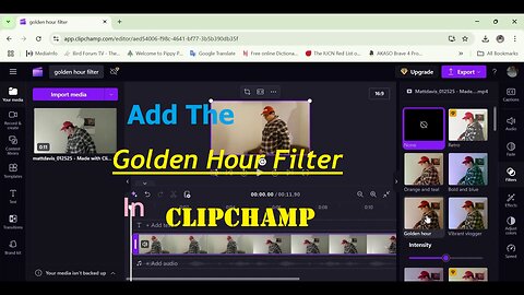 Add The Golden Hour Filter In Clipchamp