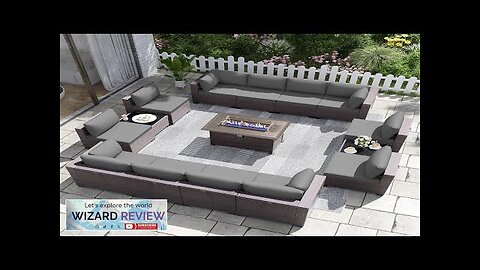 Patio Furniture Set with Fire Pit Table 15 PCS Outdoor Sectional Furniture Review