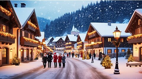 Gstaad Winter Wonderland: Christmas Lights & Snowfall Walking Tour 2024 ❄️🎄🌨 4K Switzerland