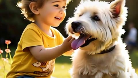 Child and dog love