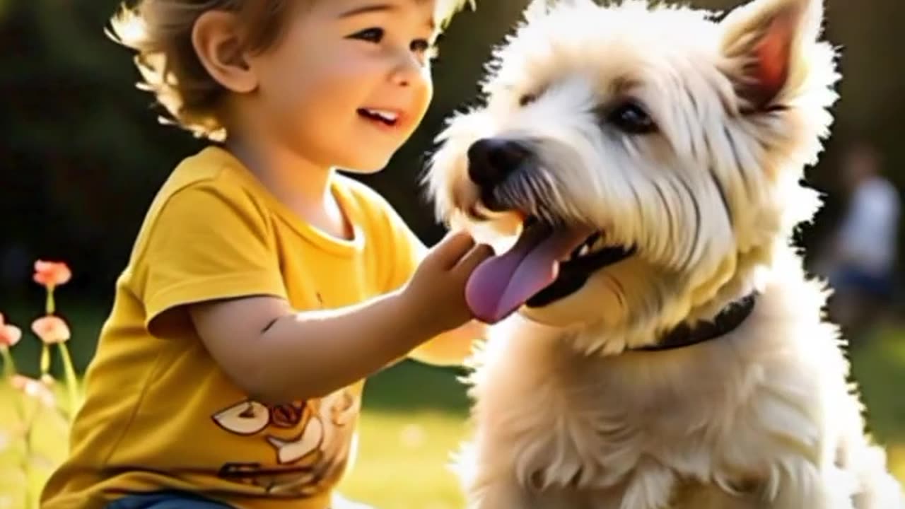 Child and dog love