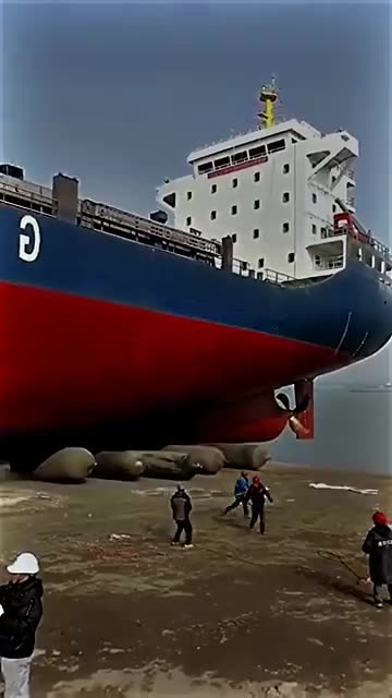 A remarkable moment as the ship launches into the ocean 🥹