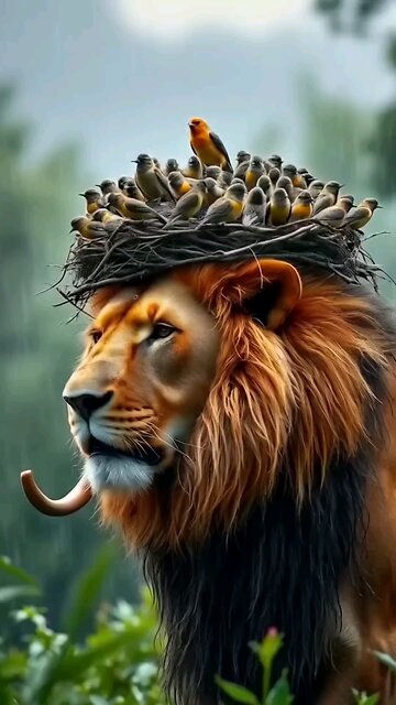 Lion and bird