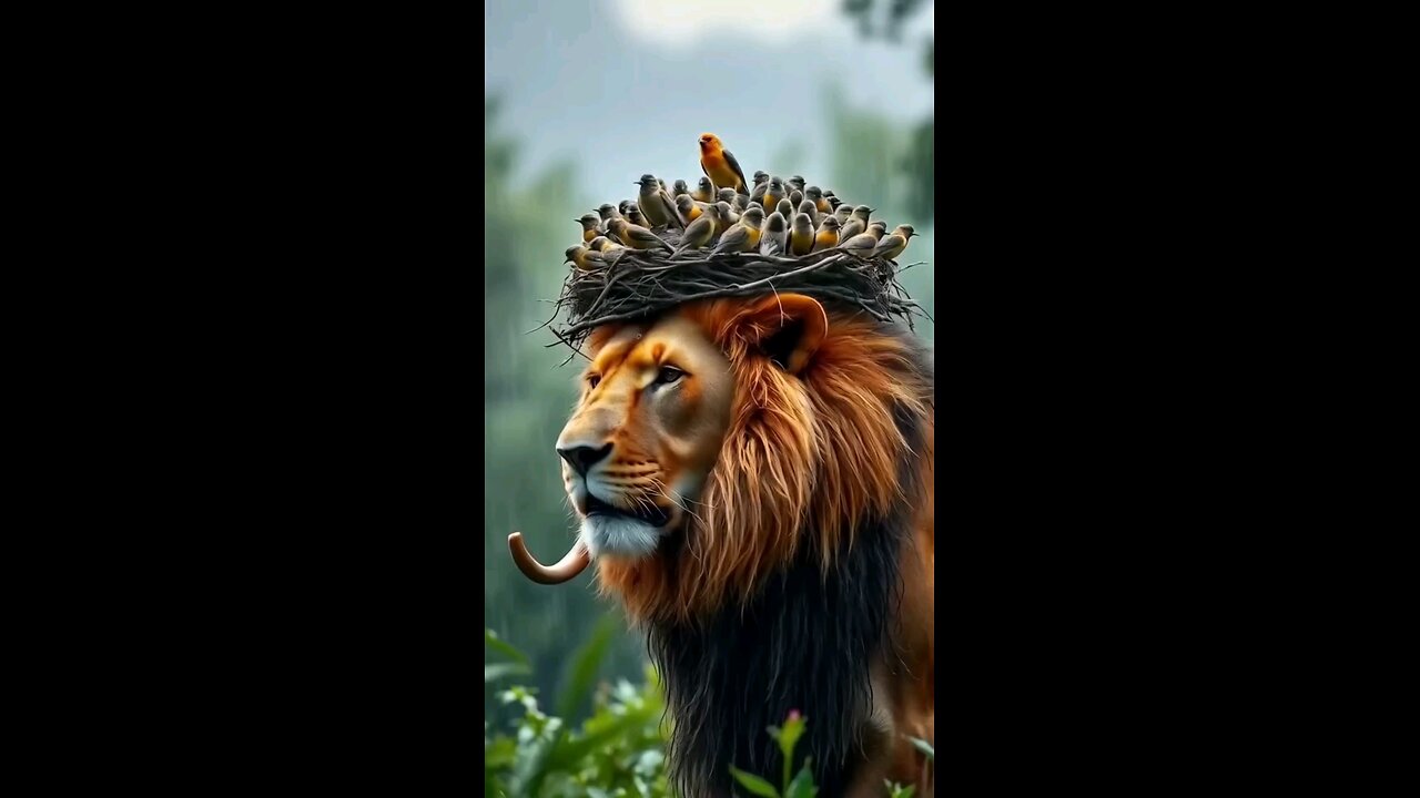 Lion and bird
