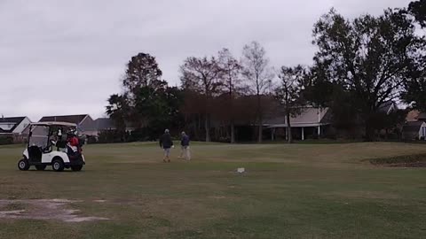 Tempted murder with George swinging his club a wedge almost hitting