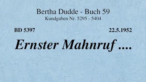 BD 5397 - ERNSTER MAHNRUF ....