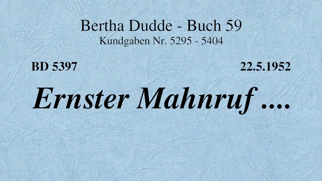 BD 5397 - ERNSTER MAHNRUF ....