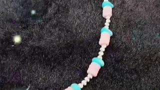 GN-20241231-01 Delicate handmade necklace with natural pink opal and turquoise Winter Fine Jewelry