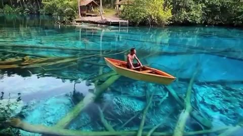 Very deep and clear lake in the Philippines