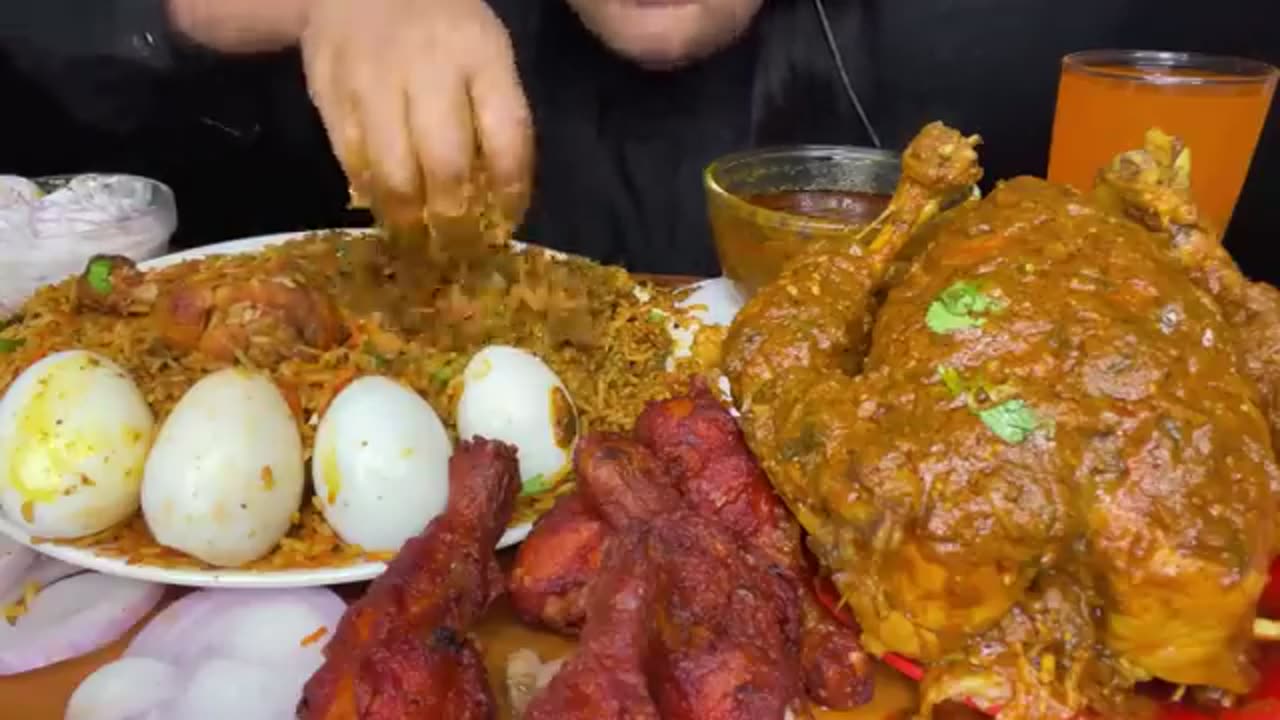 ASMR EATING CHICKEN BIRYANI,CHICKEN LEG PIECE,WHOLE CHICKEN CURRY,EGGS FRIED CHICKEN _EATING VIDEO_