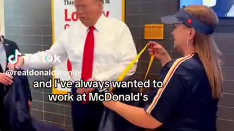 Trump trolls Kamala and works at Mcdonalds serving fries LOLOL