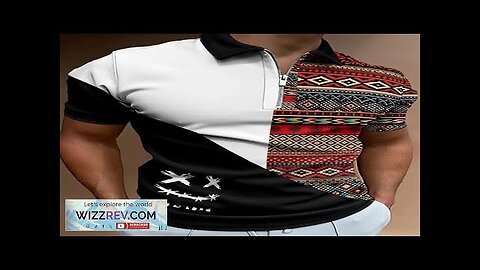 ChArmkpR Mens Smile Ethnic Geometric Print Patchwork Short Sleeve Golf Shirts Review