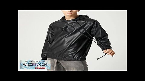 INCERUN Men Fashion Men Sweatshirts Black PU Leather Hooded Long Sleeve Hoodies Review