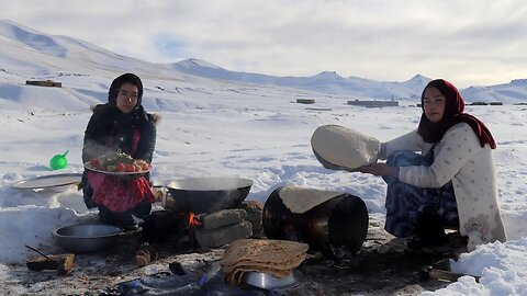 One day in the coldest village -50° survival and cooking wintry Traditional Food