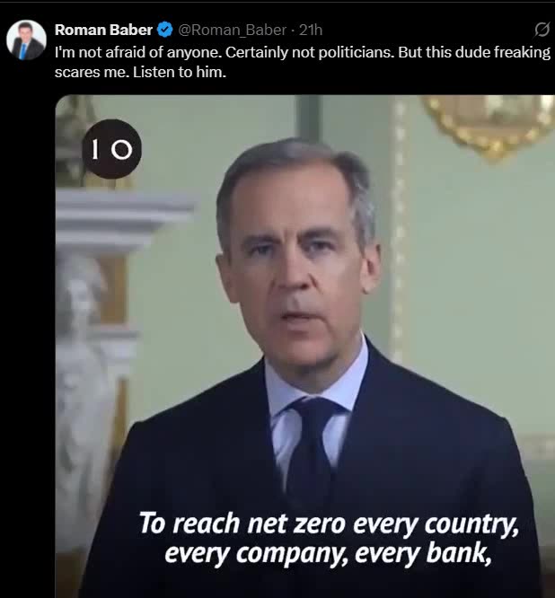 It's no secret Carney is an installed globalist WEF puppet. Only ignorant, desperate Liberals will support him. He's basically Justin Trudeau on steroids.