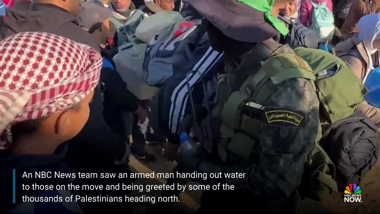 Hamas’ armed wing greets displaced Palestinians after ceasefire