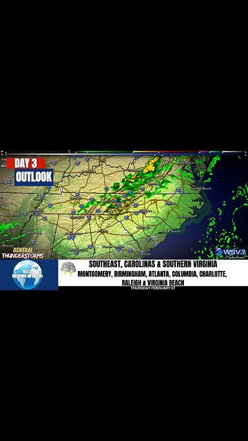 🌩️ Thunderstorms Possible: Southeast to S. Virginia Thurs! 2/25/25 #shorts #weather #stormalert