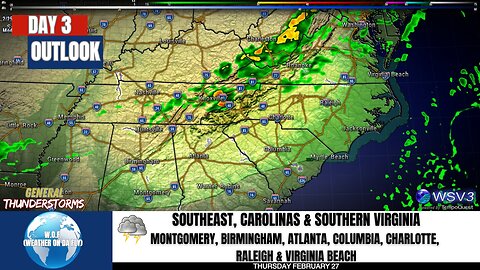 🌩️ Thunderstorms Possible: Southeast to S. Virginia Thurs! 2/25/25 #shorts #weather #stormalert