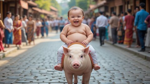 Unbelievably Cute: Baby's Epic Pig Ride is Trending Everywhere!