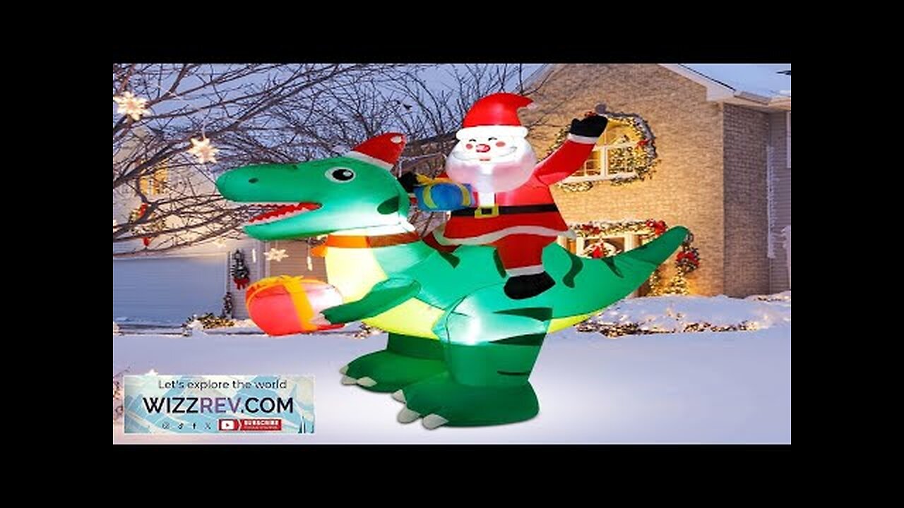 DR.DUDU 7 Ft Christmas Inflatable Santa Claus Ride on Dinosaur Build-in LED Review