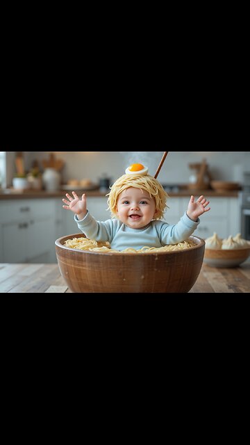 Baby with Spaghetti Hair—Cutest Pasta Surprise! 🍝👶😄