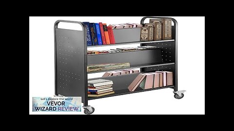 VEVOR Book Cart 200LBS Library Cart 49.2''x35.4''x18.9'' Rolling Book Cart Double Sided Review