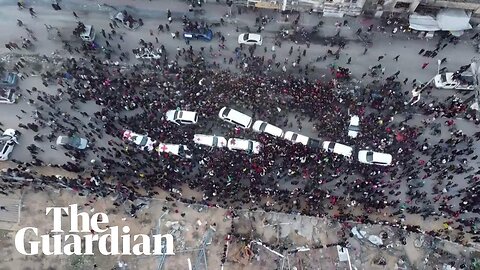 Drone footage shows moment three Israeli hostages released in Gaza