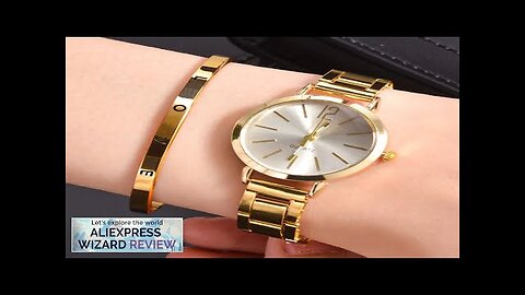 2pcs Set Watch Luxury Women Simple Dial Hollow Strap Fashion Gold Bracelet Review