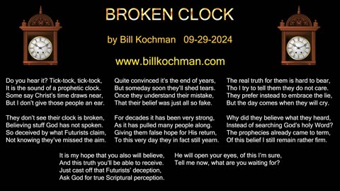 BROKEN CLOCK -- an original song by Bill Kochman.