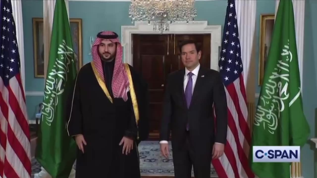 Rubio meets with Saudi Prince Salman - neither take any questions from the media