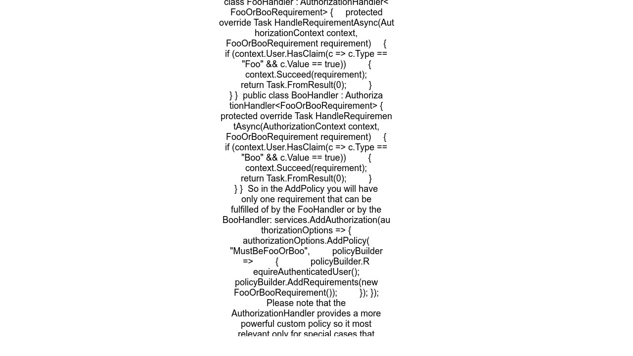 Checking for one of multiple policies with Authorize attribute in ASP.NET Core Identity