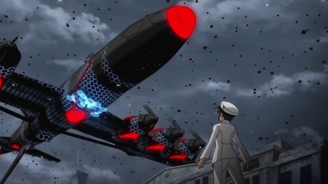 Strike Witches: Road to Berlin - Neuroi bomber approaching the base