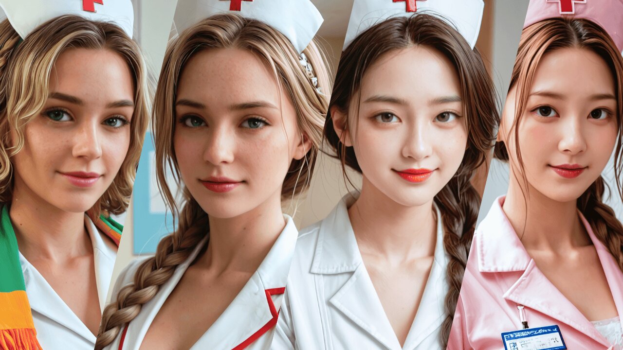 4K World Nurse Lookbook Vol.1 - 12 AI Girls in Stunning Uniforms | AI Muse | Vertical Video