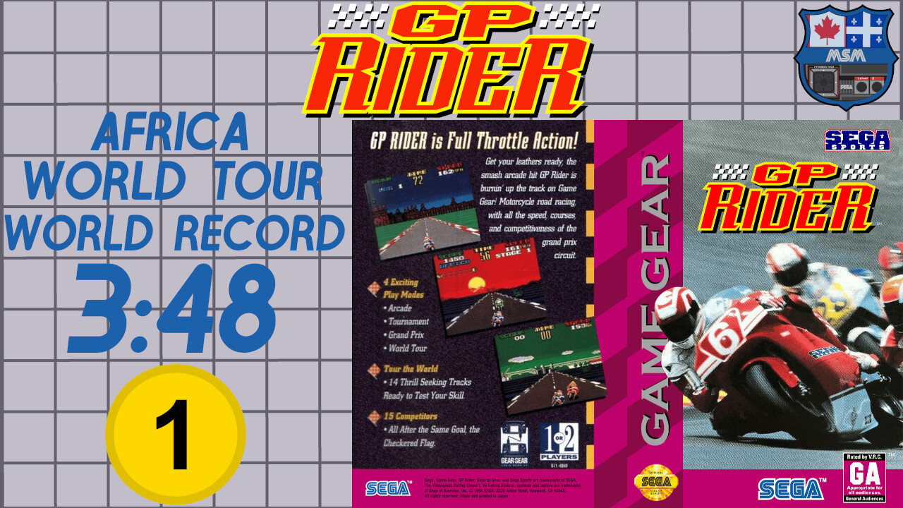 GP Rider [GG 1994] World Tour - Africa [3'48"74] WR🥇 | SEGA Game Gear