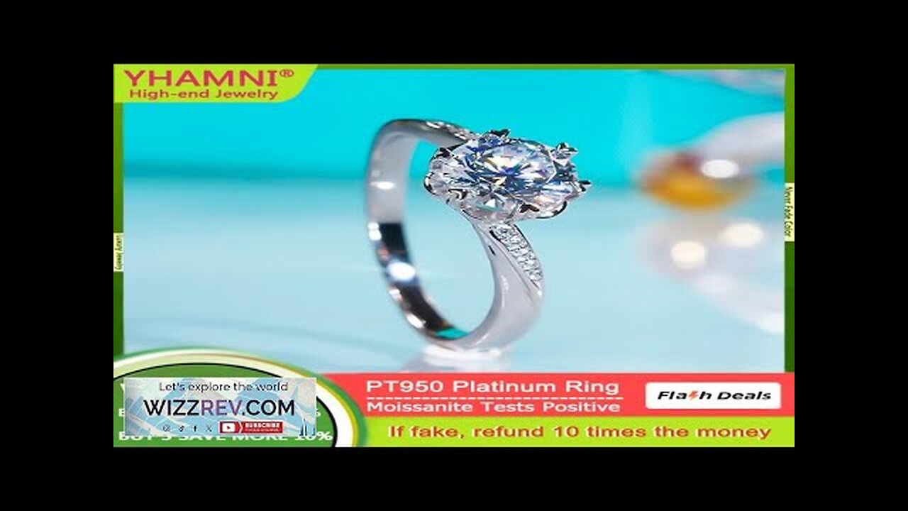 YHAMNI Luxury Original PT950 Platinum Ring Round 1 Carat VVS1 Snowflake Moissanite Review