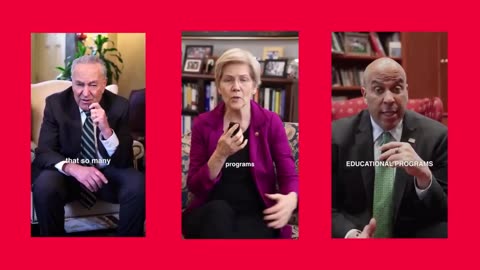 Chuck Schumer, Elizabeth Warren and Cory Booker posted identical videos, word for word….