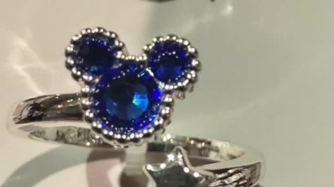 Disney Parks Mickey Mouse September Faux Sapphire Birthstone Silver Color Ring #shorts