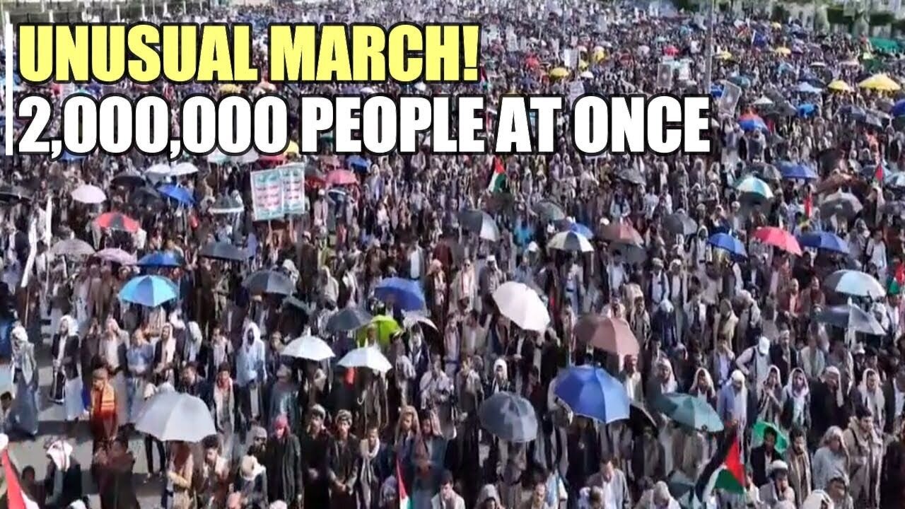 March of 2,000,000 Yemeni people providing support for Palestine