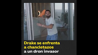 Drake lanza una chancla a un dron